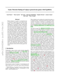 Game Theoretic Rating in N-player general-sum games with Equilibria