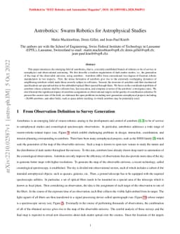 Astrobotics: Swarm Robotics for Astrophysical Studies