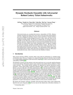 Dynamic Stochastic Ensemble with Adversarial Robust Lottery Ticket
  Subnetworks