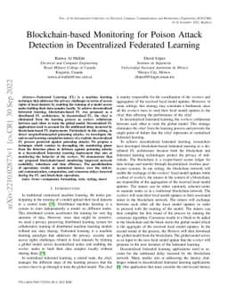 Blockchain-based Monitoring for Poison Attack Detection in Decentralized
  Federated Learning