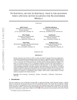 To Softmax, or not to Softmax: that is the question when applying Active
  Learning for Transformer Models