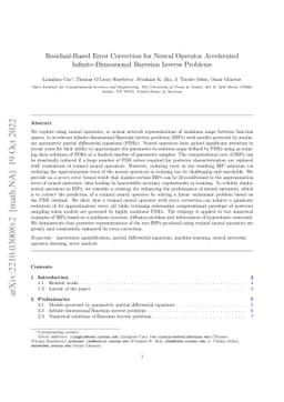 Residual-based error correction for neural operator accelerated
  infinite-dimensional Bayesian inverse problems