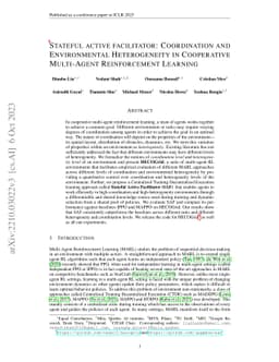 Stateful active facilitator: Coordination and Environmental
  Heterogeneity in Cooperative Multi-Agent Reinforcement Learning