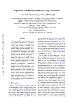 Explainable Verbal Deception Detection using Transformers
