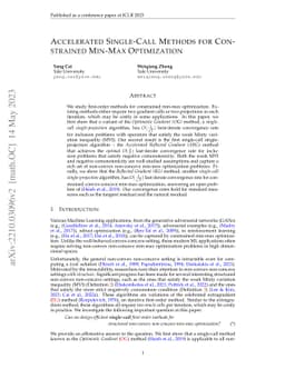 Accelerated Single-Call Methods for Constrained Min-Max Optimization
