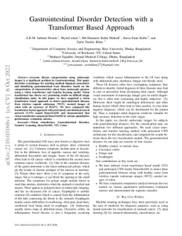 Gastrointestinal Disorder Detection with a Transformer Based Approach