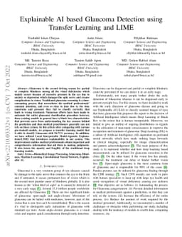 Explainable AI based Glaucoma Detection using Transfer Learning and LIME
