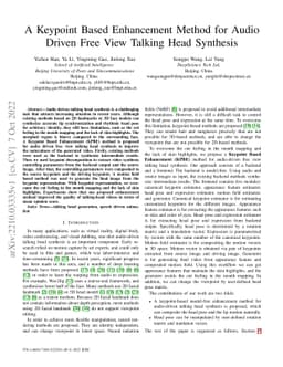 A Keypoint Based Enhancement Method for Audio Driven Free View Talking
  Head Synthesis