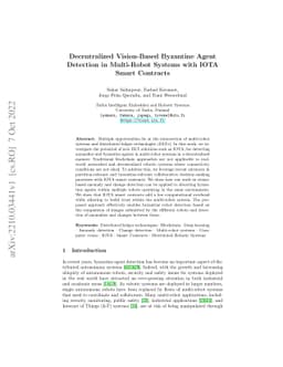 Decentralized Vision-Based Byzantine Agent Detection in Multi-Robot
  Systems with IOTA Smart Contracts