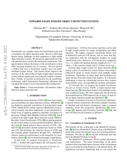 Towards Light Weight Object Detection System