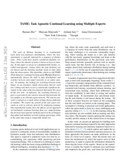 TAME: Task Agnostic Continual Learning using Multiple Experts