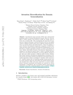 Attention Diversification for Domain Generalization