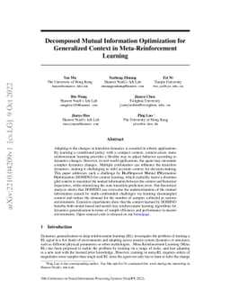 Decomposed Mutual Information Optimization for Generalized Context in
  Meta-Reinforcement Learning