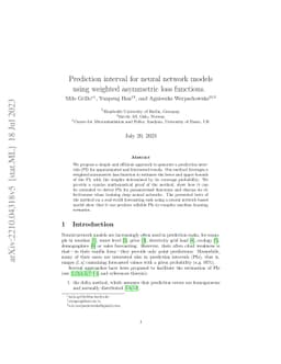 Prediction intervals for neural network models using weighted asymmetric
  loss functions