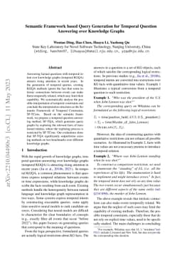 Semantic Framework based Query Generation for Temporal Question
  Answering over Knowledge Graphs