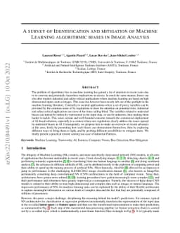 A survey of Identification and mitigation of Machine Learning
  algorithmic biases in Image Analysis