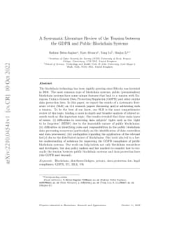 A Systematic Literature Review of the Tension between the GDPR and
  Public Blockchain Systems