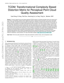 TCDM: Transformational Complexity Based Distortion Metric for Perceptual
  Point Cloud Quality Assessment