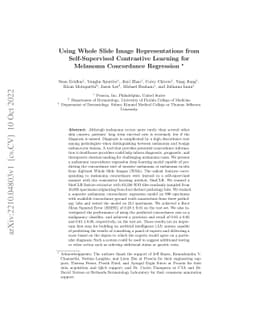 Using Whole Slide Image Representations from Self-Supervised Contrastive
  Learning for Melanoma Concordance Regression