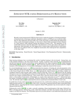 Efficient NTK using Dimensionality Reduction