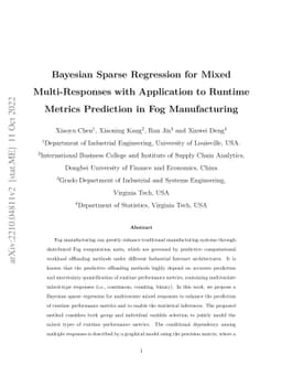 Bayesian Sparse Regression for Mixed Multi-Responses with Application to
  Runtime Metrics Prediction in Fog Manufacturing