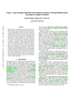 Long N-step Surrogate Stage Reward to Reduce Variances of Deep
  Reinforcement Learning in Complex Problems