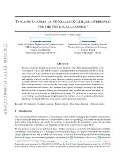 Tracking changes using Kullback-Leibler divergence for the continual
  learning