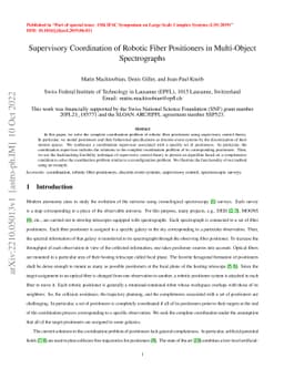 Supervisory Coordination of Robotic Fiber Positioners in Multi-Object
  Spectrographs