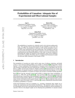 Probabilities of Causation: Adequate Size of Experimental and
  Observational Samples