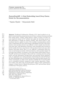 FusionDeepMF: A Dual Embedding based Deep Fusion Model for
  Recommendation