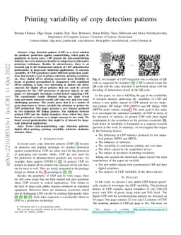 Printing variability of copy detection patterns