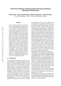Word Sense Induction with Hierarchical Clustering and Mutual Information
  Maximization