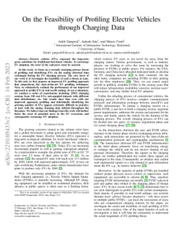 On the Feasibility of Profiling Electric Vehicles through Charging Data
