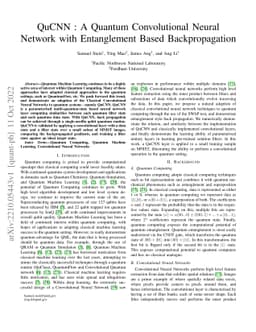 QuCNN : A Quantum Convolutional Neural Network with Entanglement Based
  Backpropagation