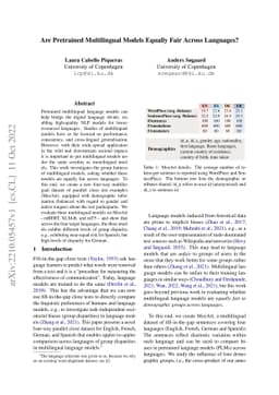 Are Pretrained Multilingual Models Equally Fair Across Languages?