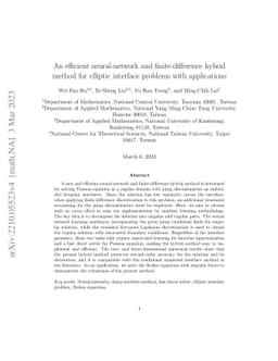 An efficient neural-network and finite-difference hybrid method for
  elliptic interface problems with applications