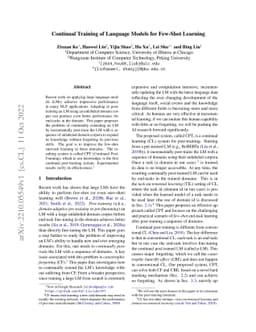 Continual Training of Language Models for Few-Shot Learning