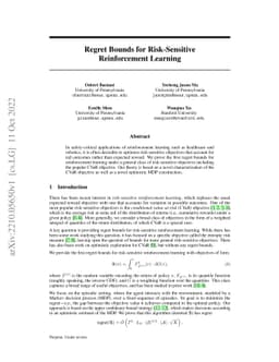 Regret Bounds for Risk-Sensitive Reinforcement Learning