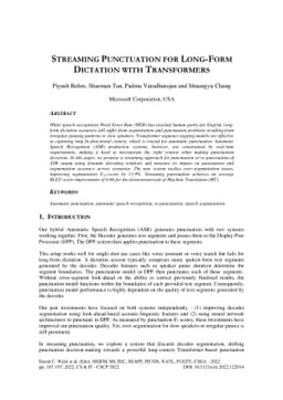 Streaming Punctuation for Long-form Dictation with Transformers