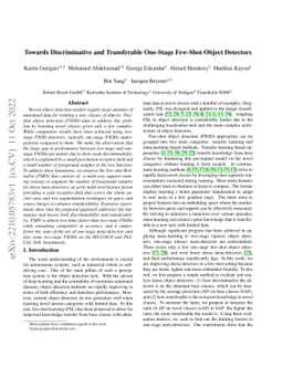 Towards Discriminative and Transferable One-Stage Few-Shot Object
  Detectors