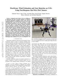 FlowDrone: Wind Estimation and Gust Rejection on UAVs Using
  Fast-Response Hot-Wire Flow Sensors
