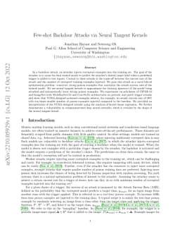 Few-shot Backdoor Attacks via Neural Tangent Kernels