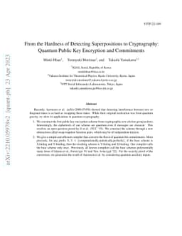 From the Hardness of Detecting Superpositions to Cryptography: Quantum
  Public Key Encryption and Commitments
