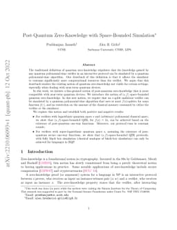 Post-Quantum Zero-Knowledge with Space-Bounded Simulation