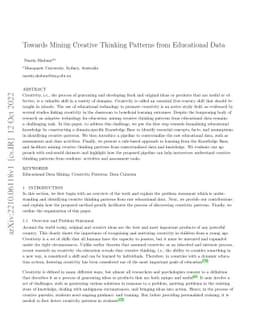 Towards Mining Creative Thinking Patterns from Educational Data