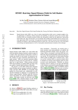 RTSDF: Real-time Signed Distance Fields for Soft Shadow Approximation in
  Games