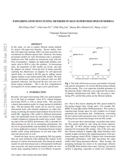 Exploring Efficient-tuning Methods in Self-supervised Speech Models
