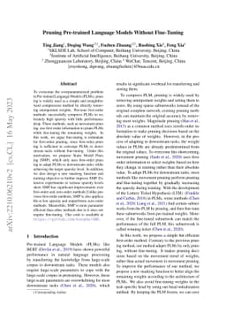 Pruning Pre-trained Language Models Without Fine-Tuning