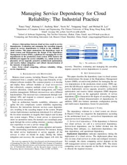 Managing Service Dependency for Cloud Reliability: The Industrial
  Practice