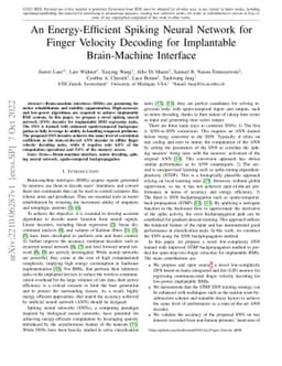 An Energy-Efficient Spiking Neural Network for Finger Velocity Decoding
  for Implantable Brain-Machine Interface